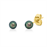 Ohrstecker 18 kt GG, 2 SW schwarz 4 mm