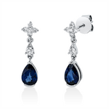 Ohrschmuck 18 kt WG, 14 Brill. 0,23 ct, TW-si/pi, 2 Saphire 1,05 ct blau