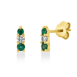 Ohrstecker 18 kt GG, 2 Brill. 0,11 ct, TW-si, 4 Smaragde 0,19 ct grün
