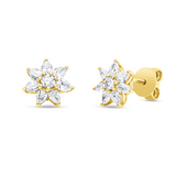 Ohrschmuck 18 kt GG, 2 Brill. 0,12 ct, TW-si, 14 Tropfen 0,70 ct, TW-si