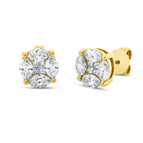 Ohrschmuck 18 kt GG, 8 Nav. 1,50 ct, F/TW-si, 8 Princ. 0,24 ct, F/TW-si
