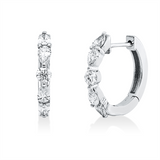 Creolen 18 kt WG, 2 Brill. 0,13 ct, F/TW-si, 8 Tropfen 0,41 ct, F/TW-si