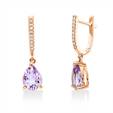 Ohrschmuck 18 kt RG, 18 Dia. 0,06 ct, TW-si, 2 Amethyste 2,08 ct pink