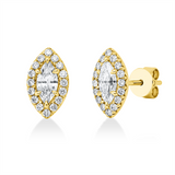 Ohrstecker 18 kt GG, 2 Nav. 0,52 ct, TW-si, 32 Brill. 0,24 ct, W-si