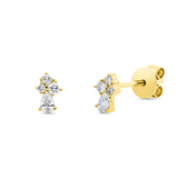 Ohrstecker 18 kt GG, 2 Tropfen 0,14 ct, TW-si, 6 Brill. 0,09 ct, W-si