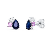Ohrstecker 18 kt WG, 2 Brill. 0,26 ct, TW-si, 2 Saphire 1,04 ct blau, 2 Saphire 0,24 ct pink