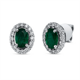 Ohrstecker 18 kt WG, 32 Brill. 0,32 ct, F-si, 2 Smaragde 0,98 ct grün