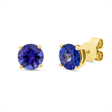 Ohrstecker 14 kt GG, 2 Tansanit 3,14 ct blau