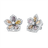 Ohrstecker 18 kt WG, 92 Brill. 1,31 ct, TW-si, 10 Tropfen 3,16 ct, fancy