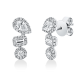 Ohrstecker 18 kt WG, 2 Bag. 0,08 ct, TW-vsi, 2 Tropfen 0,36 ct, TW-vsi, 68 Brill. 0,40 ct, TW-si