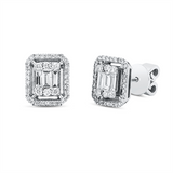 Ohrstecker 14 kt WG, 12 Brill. 0,12 ct, F-si, 6 Bag. 0,24 ct, F-vsi, 60 Brill. 0,18 ct, F-si