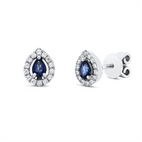 Ohrstecker 18 kt WG, 28 Brill. 0,17 ct, F-si, 2 Saphire 0,41 ct blau