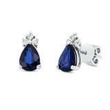 Ohrstecker 18 kt WG, 6 Brill. 0,16 ct, F-si, 2 Saphire 2,19 ct blau