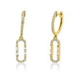 Ohrschmuck 14 kt GG, 8 Bag. 0,14 ct, W-si/pi, 56 Brill. 0,24 ct, W-si/pi