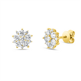 Ohrstecker 14 kt GG, 2 Brill. 0,09 ct, I-si, 10 Brill. 0,93 ct, I-si, 10 Brill. 0,09 ct, I-si