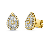 Ohrstecker 18 kt GG, 48 Brill. 0,32 ct, TW-si, 28 Trap. 0,45 ct, TW-si