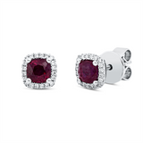 Ohrstecker 18 kt WG, 40 Brill. 0,14 ct, TW-si, 2 Rubine 1,12 ct rot