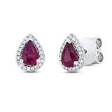 Ohrstecker 18 kt WG, 42 Brill. 0,15 ct, TW-si, 2 Rubine 1,06 ct rot