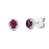 Ohrstecker 18 kt WG, 28 Brill. 0,10 ct, TW-si, 2 Rubine 1,10 ct rot