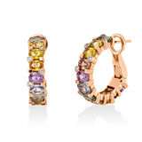 Creolen 18 kt RG, 24 Brill. 0,26 ct, TW-vsi/si, 22 Saphire 6,84 ct multicolor