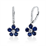 Ohrschmuck 18 kt WG, 2 Brill. 0,21 ct, TW-vsi/si, 20 Brill. 0,13 ct, TW-vsi/si, 10 Saphire 2,88 ct blau