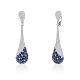 Ohrschmuck 18 kt WG, 2 Brill. 0,22 ct, TW-vsi/si, 454 Brill. 6,23 ct, TW-vsi/si, 62 Saphire 18,81 ct blau