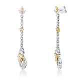 Ohrschmuck 18 kt WG+GG, 12 Nav. 0,64 ct, 38 Brill. 0,70 ct, TW-si, 14 Diamanten 1,22 ct, gelb