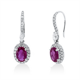 Ohrschmuck 18 kt WG, 2 Nav. 0,14 ct, TW-si, 52 Brill. 0,37 ct, TW-si, 2 Rubine 1,49 ct rot