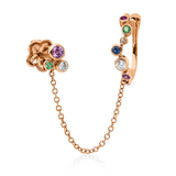 Ohrschmuck 18 kt RG, Ohrmanschette, 2 Brill. 0,08 ct, TW-vsi, 8 Saphire 0,25 ct multicolor, 1 Rubin 0,01 ct rot