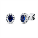 Ohrstecker 18 kt WG, 24 Brill. 0,20 ct, TW-si, 2 Saphire 0,65 ct blau