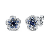Ohrstecker 18 kt WG, 30 Brill. 0,18 ct, TW-vsi, 32 Saphire 0,40 ct blau