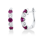 Creolen 18 kt WG, 4 Brill. 0,56 ct, TW-si, 6 Rubine 0,88 ct rot