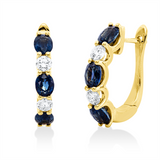 Creolen 18 kt GG, 4 Brill. 0,52 ct, TW-si, 6 Saphire 2,66 ct blau