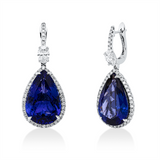 Ohrschmuck 18 kt WG, 2 Oval 1,02 ct, TW-si, 84 Brill. 0,79 ct, TW-si, 2 Tansanit 23,56 ct blau