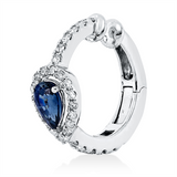 Ohrschmuck 18 kt WG, 25 Dia. 0,11 ct, W-si, 1 Saphir 0,28 ct blau