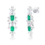 Ohrschmuck 18k WG, 8 Nav.0,81ct, 4 Brill.0,13ct, 26 Tropfen 3,38ct, F-vvs/vs, 4 Smaragde 2,30ct grün