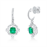 Ohrschmuck 18KW, 16 Nav.0,74ct, 22 Brill.0,24ct, 8 Tropfen 0,56ct, F-vvs/vs, 2 Smaragde 1,56ct grün
