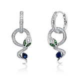 Ohrschmuck 18 kt WG, 72 Brill. 0,44 ct, F-vsi, 2 Saphire 0,27 ct blau, 4 Tsavorith 0,24 ct grün