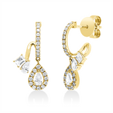 Ohrstecker 18 kt GG, 2 Brill. 0,02 ct, 2 Bag. 0,15 ct,4 Tropfen 0,36 ct, TW-si, 42 Brill. 0,30 ct, TW-si