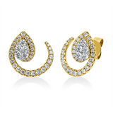 Ohrstecker 18 kt GG, Fassung rhodiniert, 28 Brill. 0,43 ct, 10 Brill. 0,34 ct, 46 Brill. 0,23 ct, TW-si
