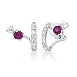 Ohrstecker 18 kt WG, 2 Brill. 0,21 ct, TW-si, 16 Brill. 0,31 ct, TW-si, 2 Rubine 0,47 ct rot