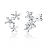Ohrstecker 18 kt WG, 30 Trap. 0,74 ct, TW-si, 6 Brill. 0,11 ct, TW-si