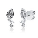 Ohrstecker 18 kt WG, 12 Brill. 0,11 ct, TW-pi, 2 Nav. 0,10 ct, TW-pi, 6 Bag. 0,11 ct, TW-pi