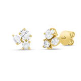 Ohrstecker 18 kt GG, 2 Tropfen 0,30 ct, TW-vsi, 2 Princ. 0,27 ct, TW-vsi, 2 Oval 0,64 ct, TW-vsi