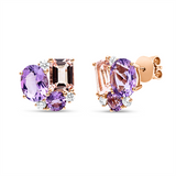 Ohrstecker 18 kt RG, 6 Brill. 0,42 ct, TW-si, 4 Amethyste 4,60 ct pink, 2 Morganit 2,70 ct rosa