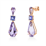 Ohrschmuck 18 kt RG, 2 Amethyste 2,50 ct pink, 2 Tansanit 2,40 ct blau, 2 Amethyste 18,00 ct pink