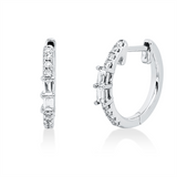 Creolen 18 kt WG, 16 Brill. 0,08 ct, TW-si, 4 Bag. 0,10 ct, TW-vsi