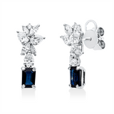 Ohrschmuck 18KW, 6 Tropfen 0,81ct, 8 Nav.0,36ct, TW-vsi/si, 2 Brill.0,03ct, TW-si, 2 Saphire 1,00ct blau