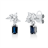 Ohrschmuck 18KW, 6 Tropfen 0,66ct, 4 Nav.0,19ct, TW-vsi/si, 2 Brill.0,07ct, TW-si, 2 Saphire 1,02ct blau