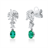 Ohrschmuck 18KW, 8 Tropfen 0,67ct, 6 Nav.0,33ct, TW-vsi/si, 10 Brill.0,19ct,TW-si, 2 Smaragde 0,82ct grün
